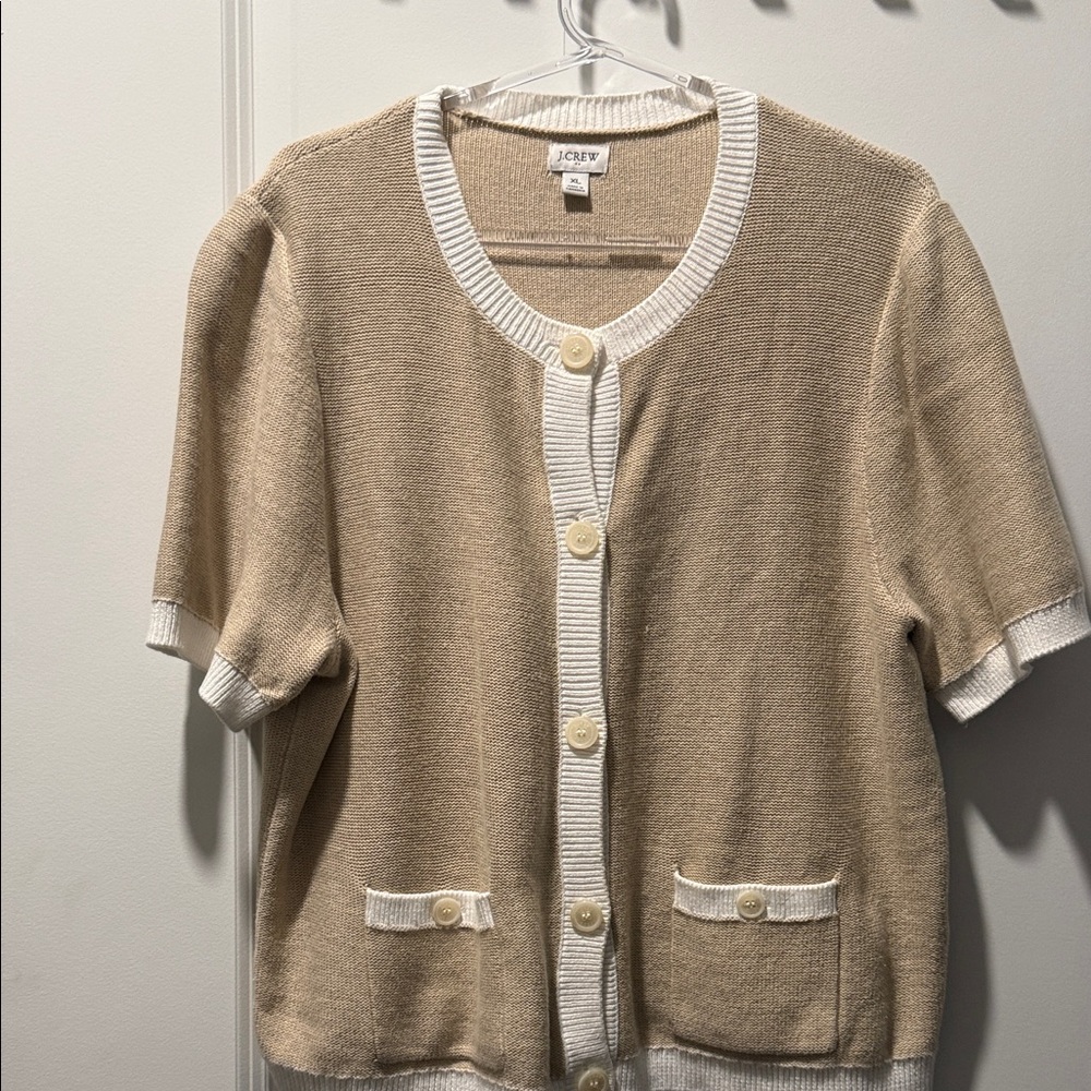 J. Crew Tan and Cream Cardigan Sweater